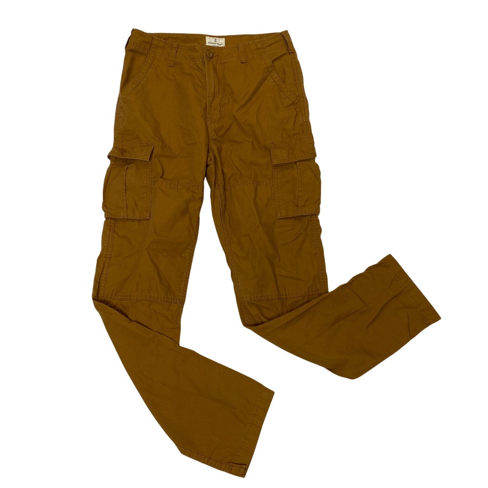Mutual Weave Relaxed Taper Cargo Pants Brown Ripstop Cotton Mens 30x32